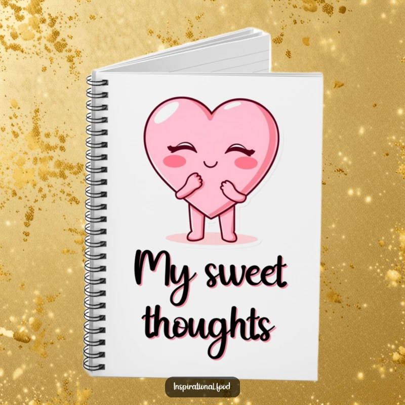 Funny candy heart notebook with a happy candy heart character blowing a kiss, perfect for notes and journaling.