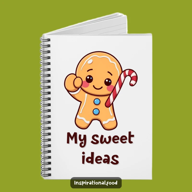 Funny Gingerbread Cookie Notebook - Cute Candy Cane Character Journal