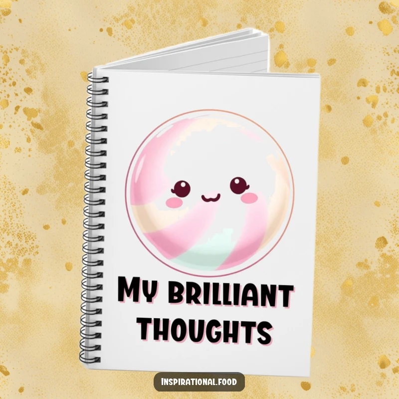 Funny Notebook: A beaming hard candy with a shimmering surface, perfect for jotting down ideas with a sparkling vibe.