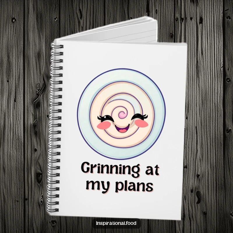Funny Candy Swirl Notebook featuring a delighted candy swirl with a playful grin, ideal for jotting down sweet and fun notes.