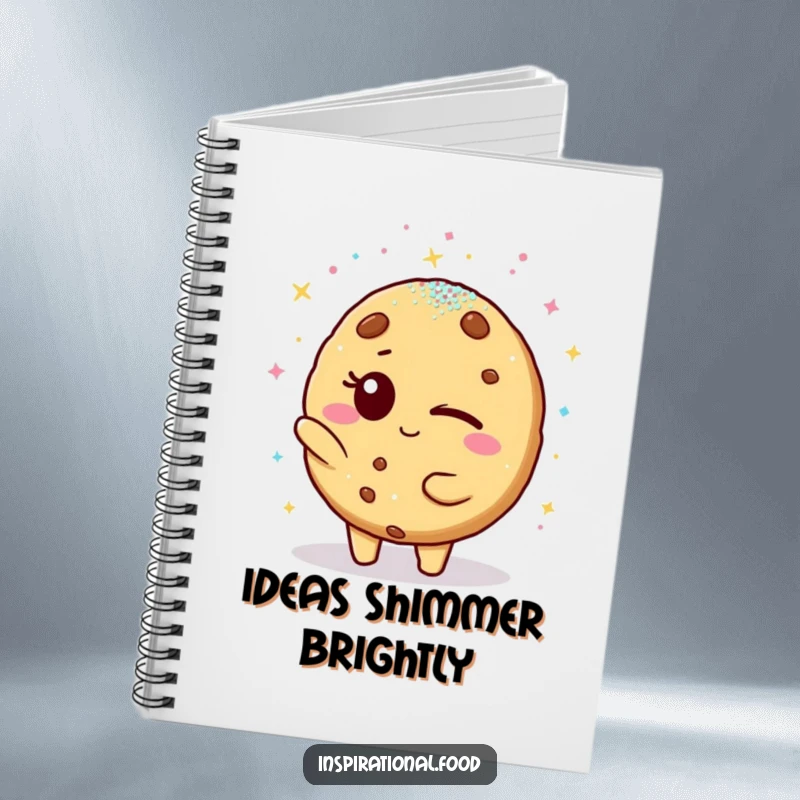 Funny notebook: A winking cookie character showers a friend with edible glitter, inspiring note-taking and creative thoughts.