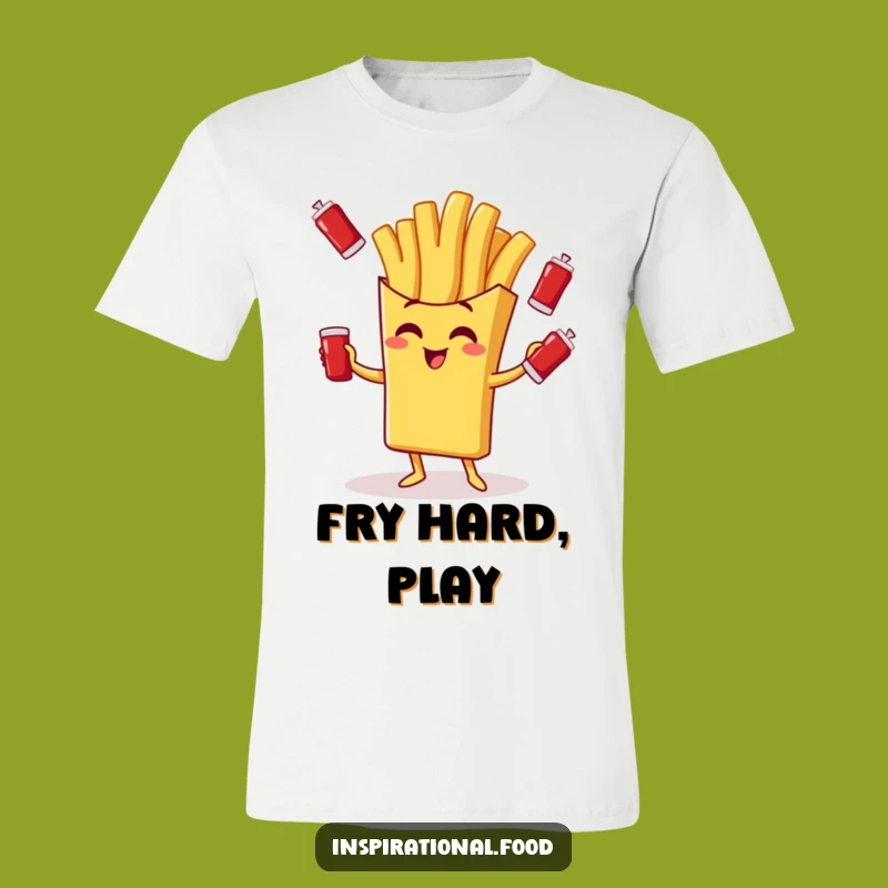Funny Giggling Fry T-Shirt: Ketchup Juggling Fun, Unique Gift!