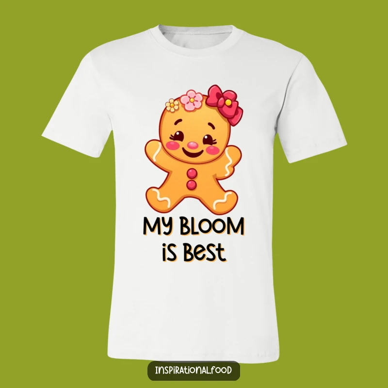 Funny Gingerbread Man T-Shirt: Wearable Whimsy with a Blooming Flower and Grin