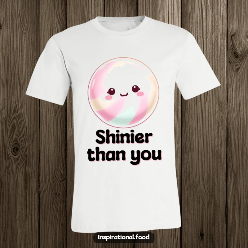 Funny T-Shirt: A beaming hard candy with a shimmering surface, symbolizing brightness and joyful energy.