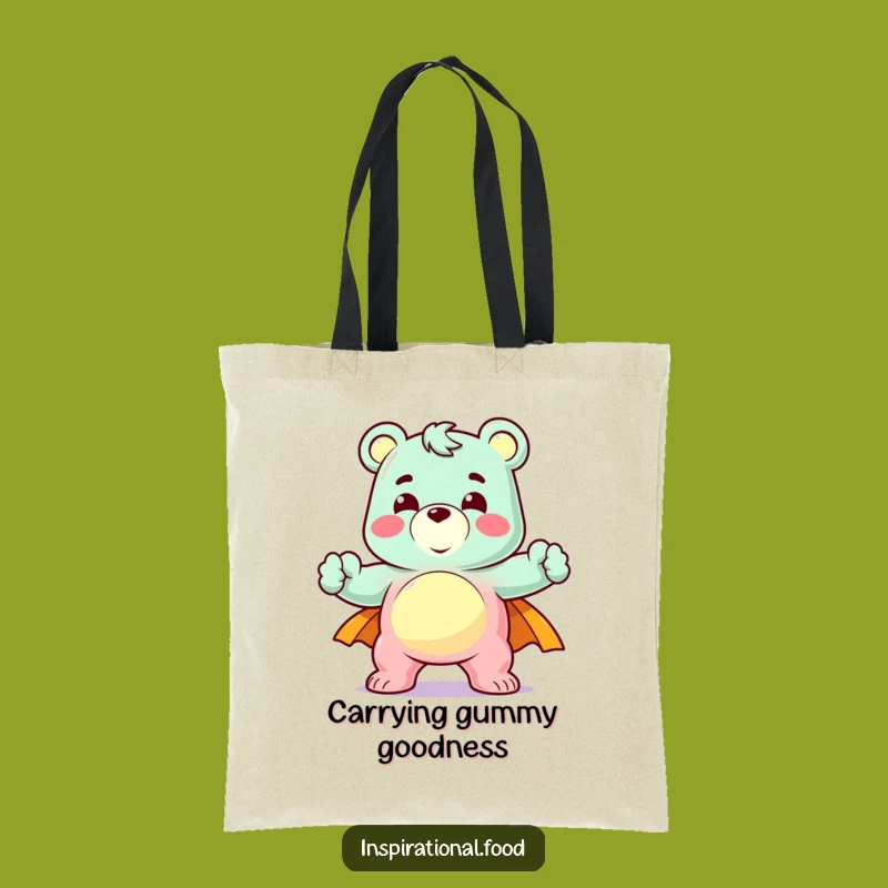 Funny Gummy Bear Tote Bag - Heroic Pose Candy Carrier Gift
