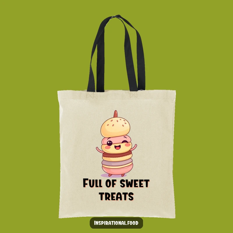 Funny Macaron Tote Bag - Cheerful Spin Dessert Carrier Gift