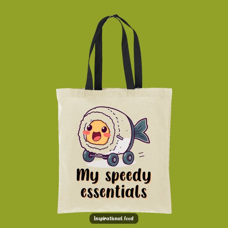 Funny Zooming Sushi Tote Bag: Carry Your Goods at Full Speed